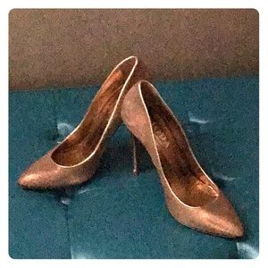 Gold Leather high heels